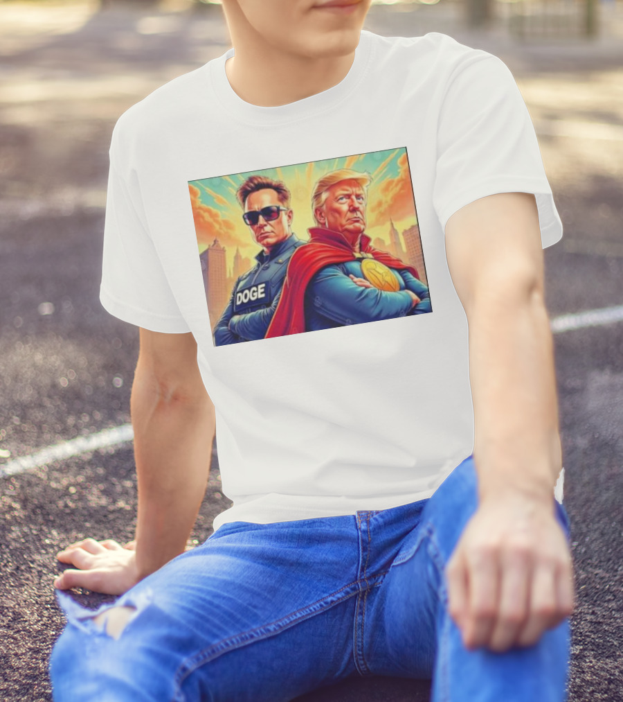 Doge Meme Elon Musk Trump Superhero T-Shirt