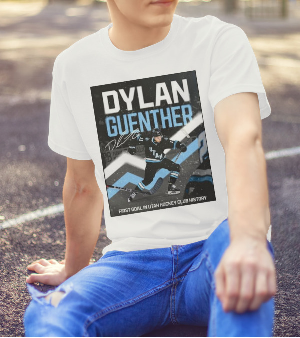 DYLAN GUENTHER First Goal In Utah Hockey Club History With Autograph And Action Shot T-Shirt