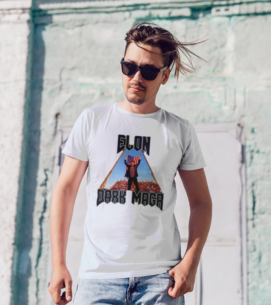 Elon Dark MAGA American Flag Crowd Symbolism T-Shirt