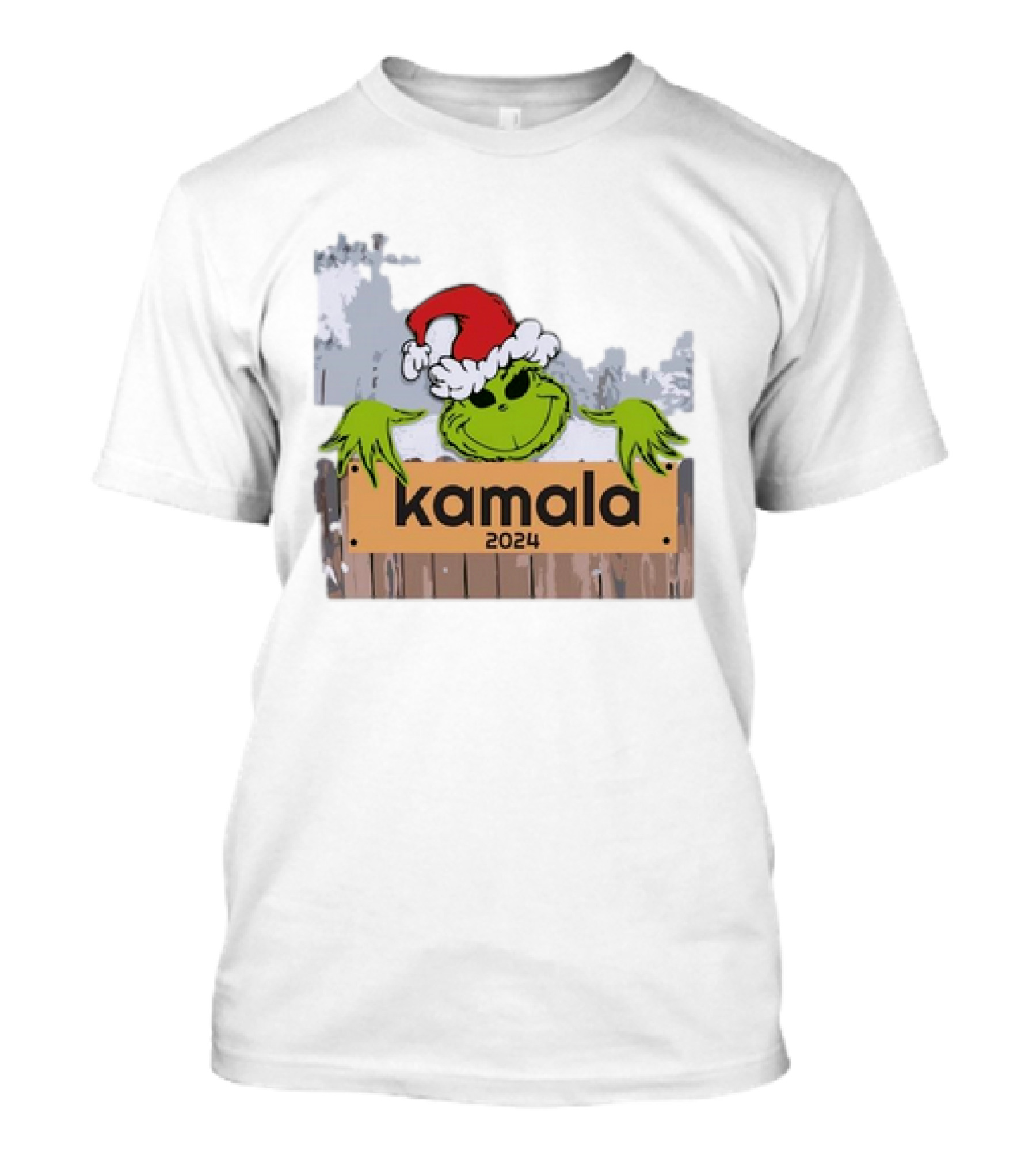 Grinch Kamala 2024 Christmas Santa Hat Holiday T-Shirt