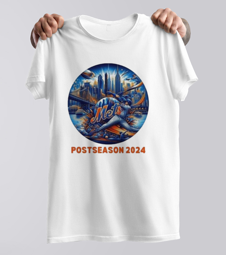 New York Mets Postseason 2024 Skyline Baseball Playoff T-Shirt