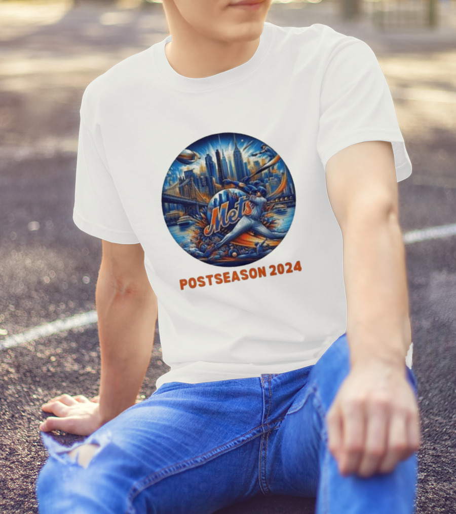 New York Mets Postseason 2024 Skyline Baseball Playoff T-Shirt