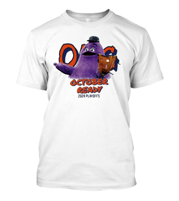 NY Mets October Ready 2024 Playoffs Grimace Mascot Baseball Glove T-Shirt