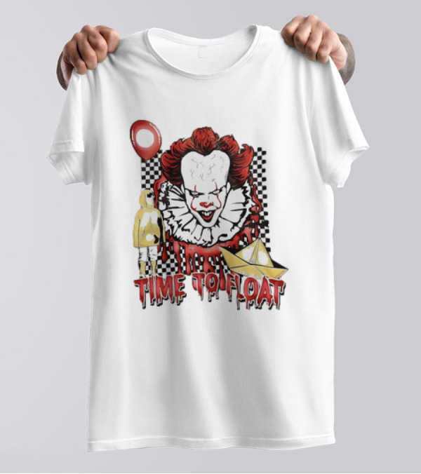 Pennywise Time To Float Halloween Balloon Dripping Clown And Paper Boat T-Shirt