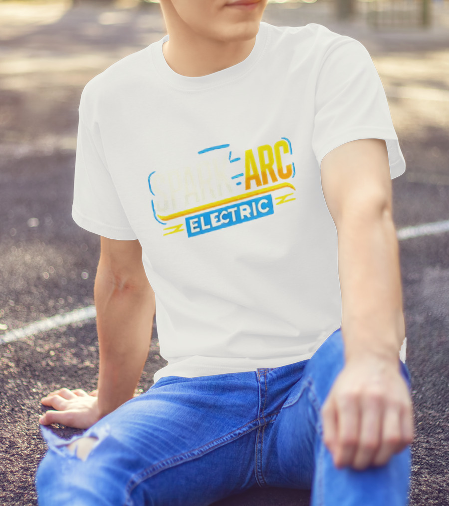 Spark And Arc Electric Bold Yellow And Blue Text T-Shirt