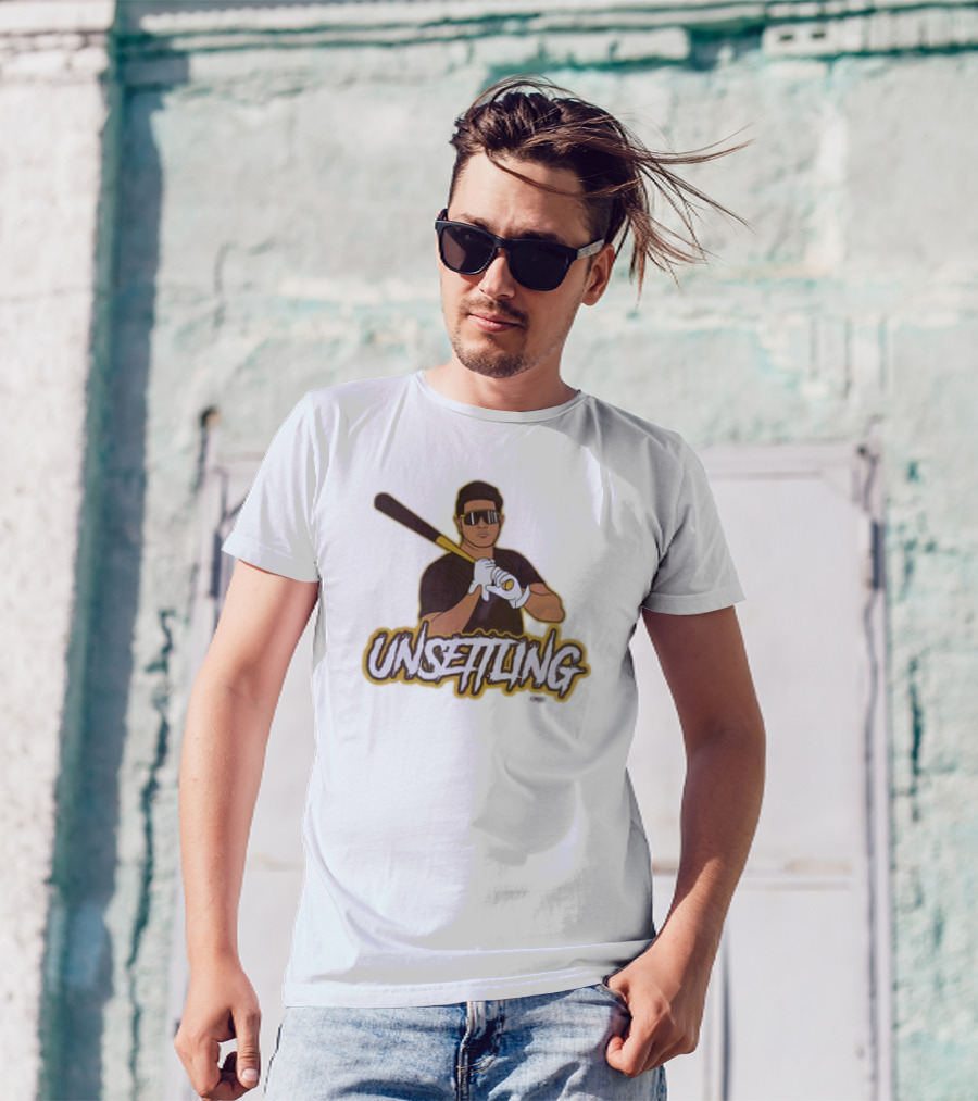 Unsettling Baseball Player With Bat And Gloves T-Shirt