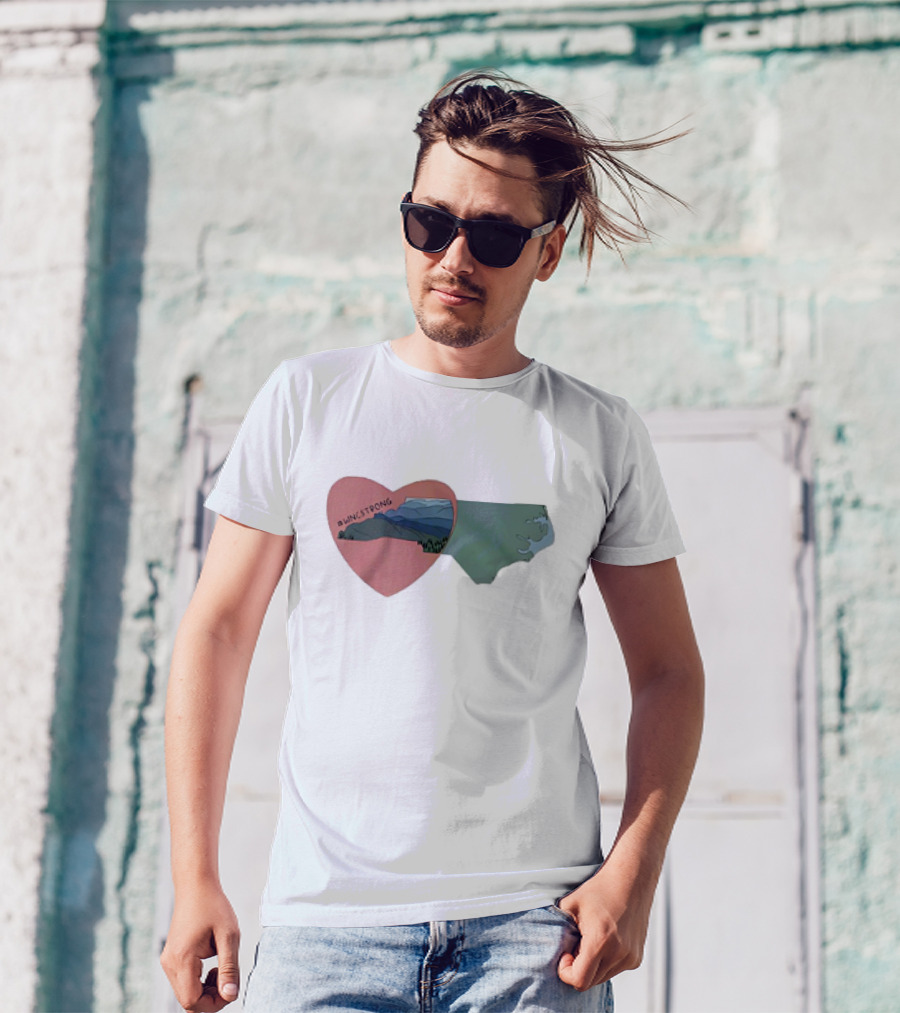 WNC Strong Heart With North Carolina Mountains Map T-Shirt