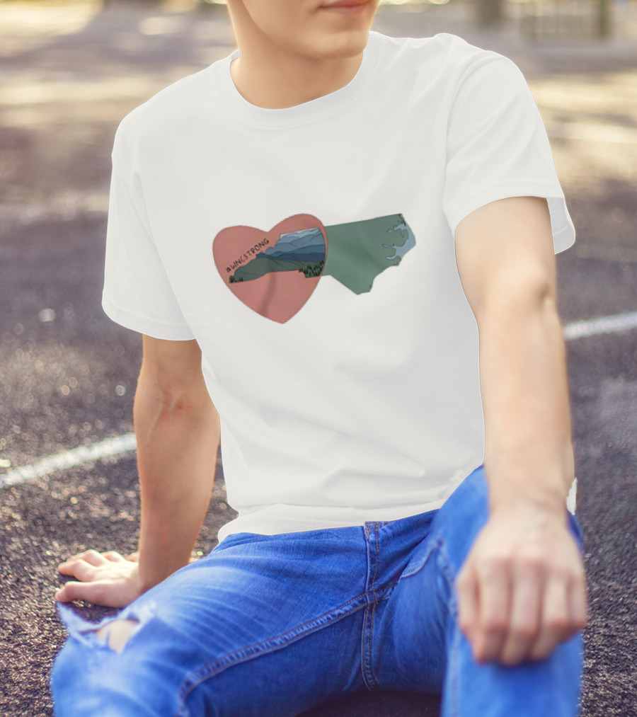 WNC Strong Heart With North Carolina Mountains Map T-Shirt