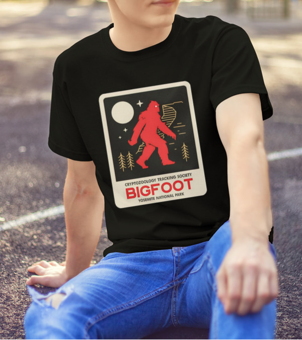 Bigfoot Cryptozoology Tracking Society Moonlit Yosemite National Park T-Shirt