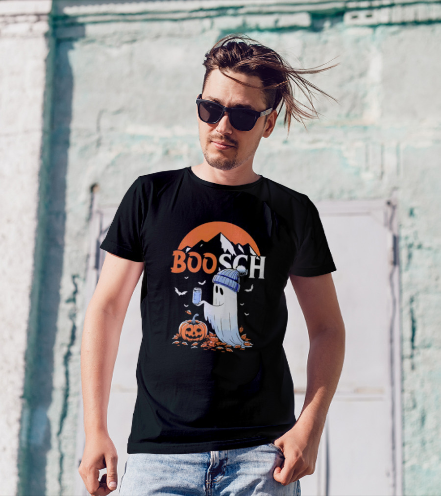 BOOSCH Beer Ghost Halloween Pumpkin And Bats T-Shirt