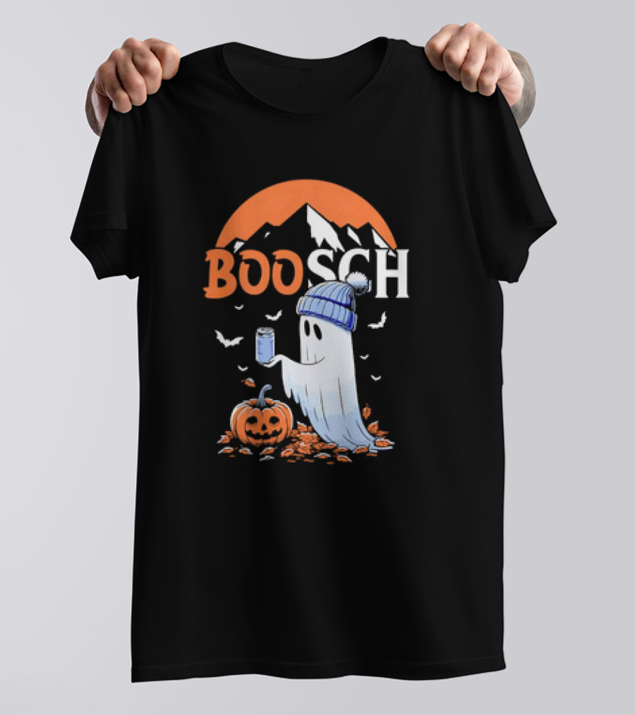 BOOSCH Beer Ghost Halloween Pumpkin And Bats T-Shirt