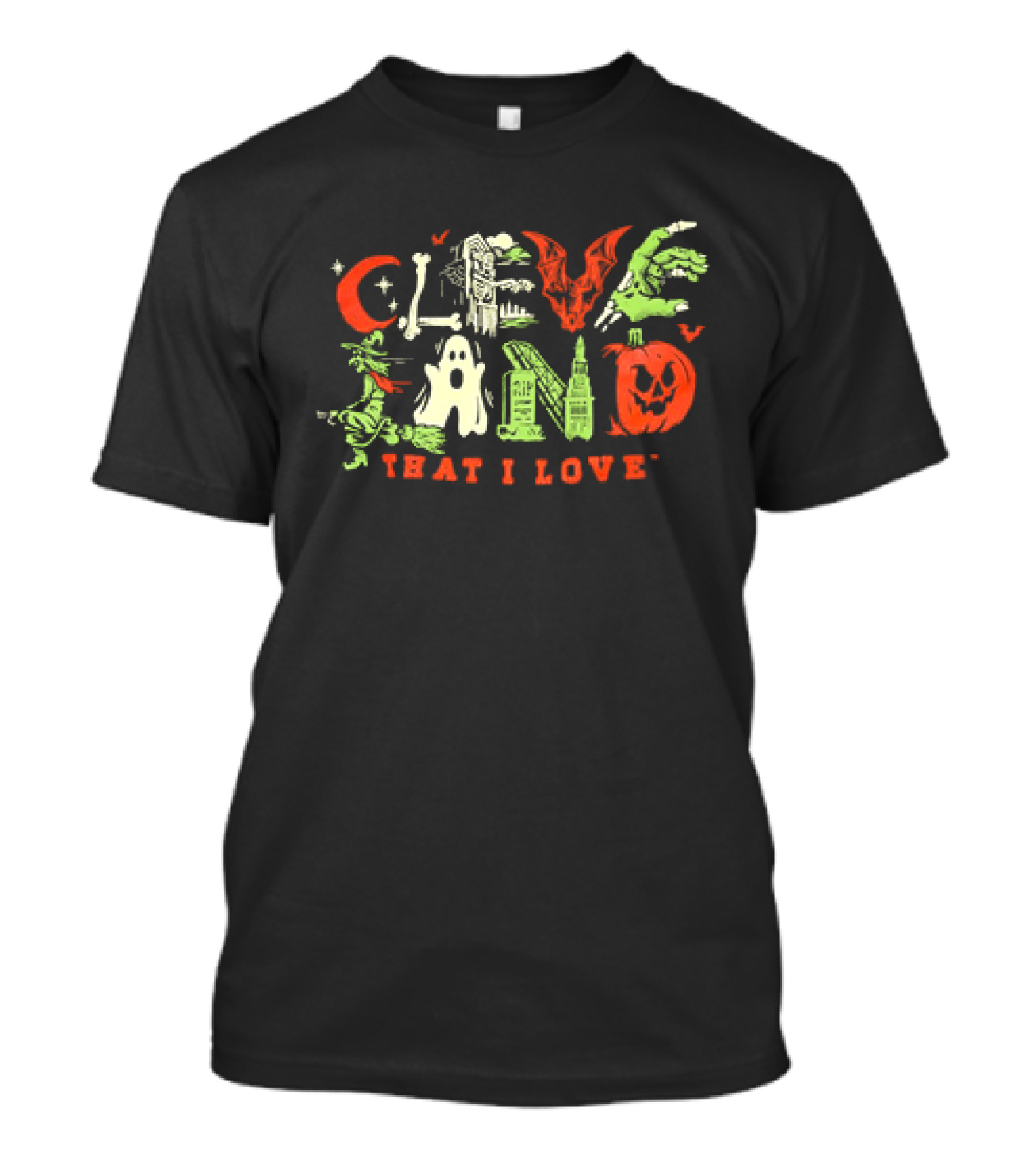 Cleveland That I Love Halloween Ghosts And Bats T-Shirt