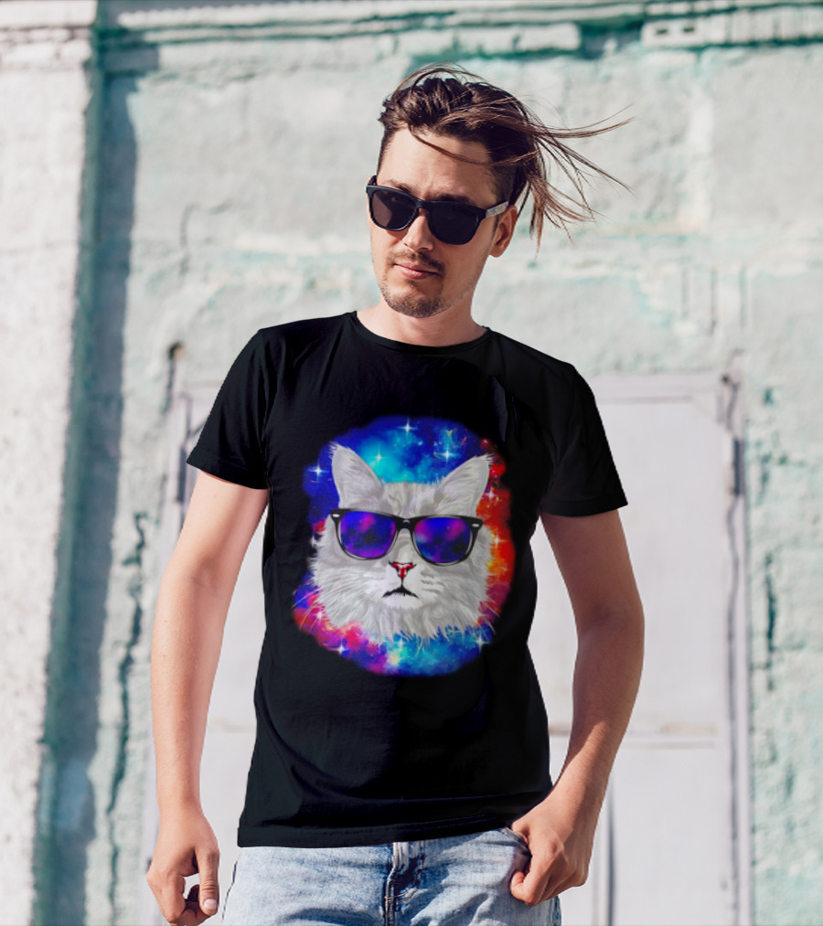 Cool Cat Space Shades Galaxy T-Shirt