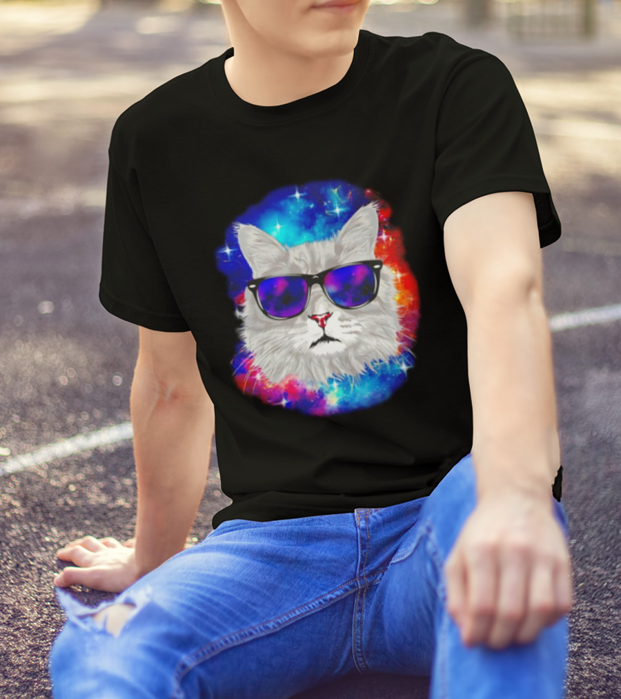 Cool Cat Space Shades Galaxy T-Shirt