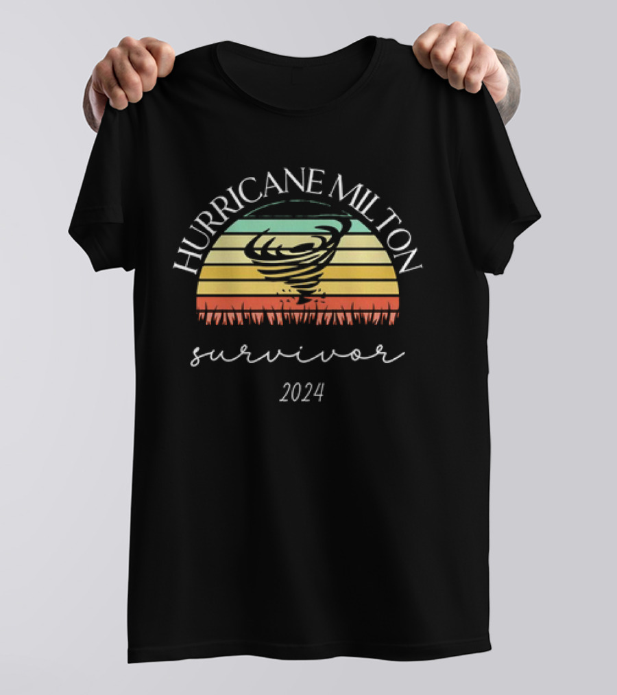 Hurricane Milton Survivor 2024 Vintage Sunset Tornado T-Shirt