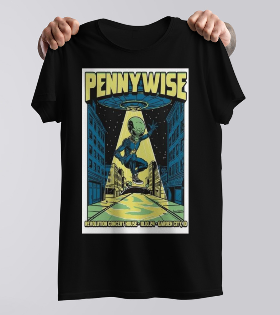 Pennywise Revolution Concert House Alien October 10 2024 Garden City ID T-Shirt