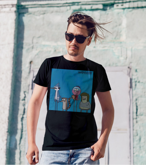 Weezer The Regular Show Mordecai And The Rigbys Vintage Cartoon Characters T-Shirt