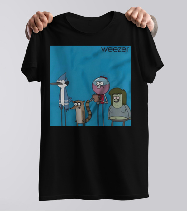 Weezer The Regular Show Mordecai And The Rigbys Vintage Cartoon Characters T-Shirt