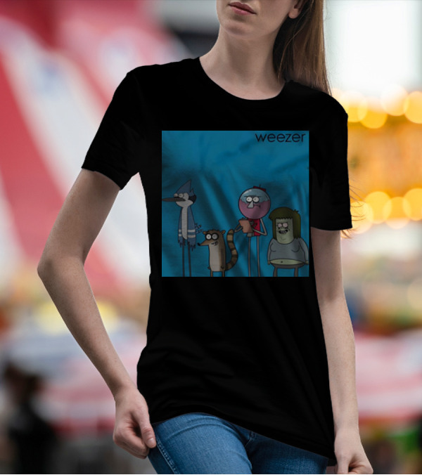 Weezer The Regular Show Mordecai And The Rigbys Vintage Cartoon Characters T-Shirt