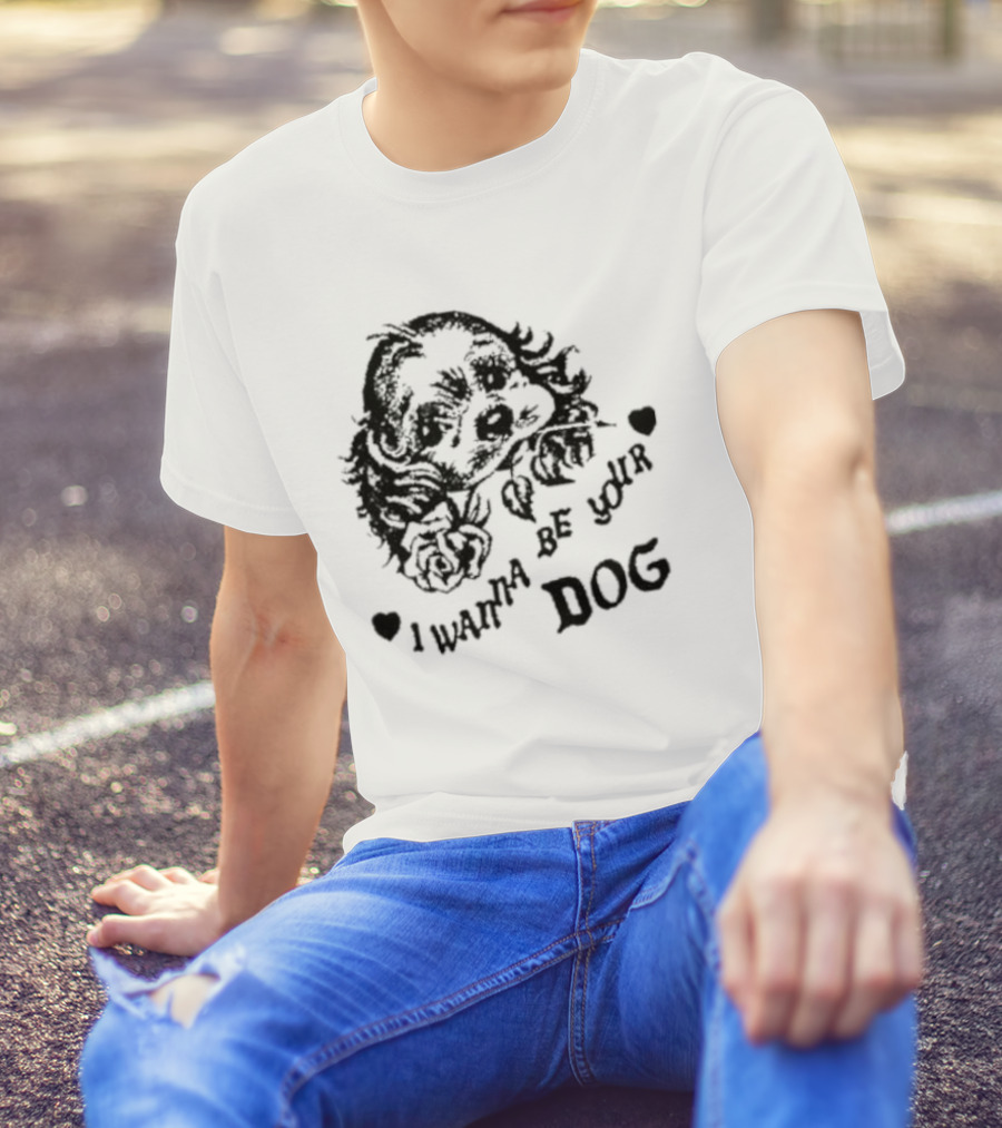 Bread And Water I Wanna Be Your Dog Vintage Style Heart Puppy Print T-Shirt