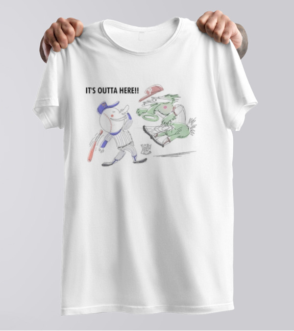 It's Outta Here New York Mets Beat Philadelphia Phillies Cartoon Baseball Rivalry T-Shirt