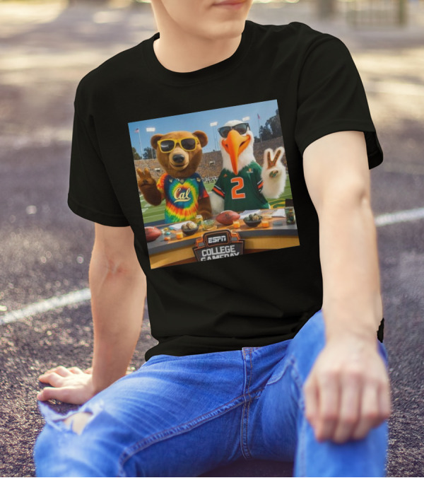 Cal Vs Miami 2024 ESPN College Gameday Showdown With Mascots T-Shirt
