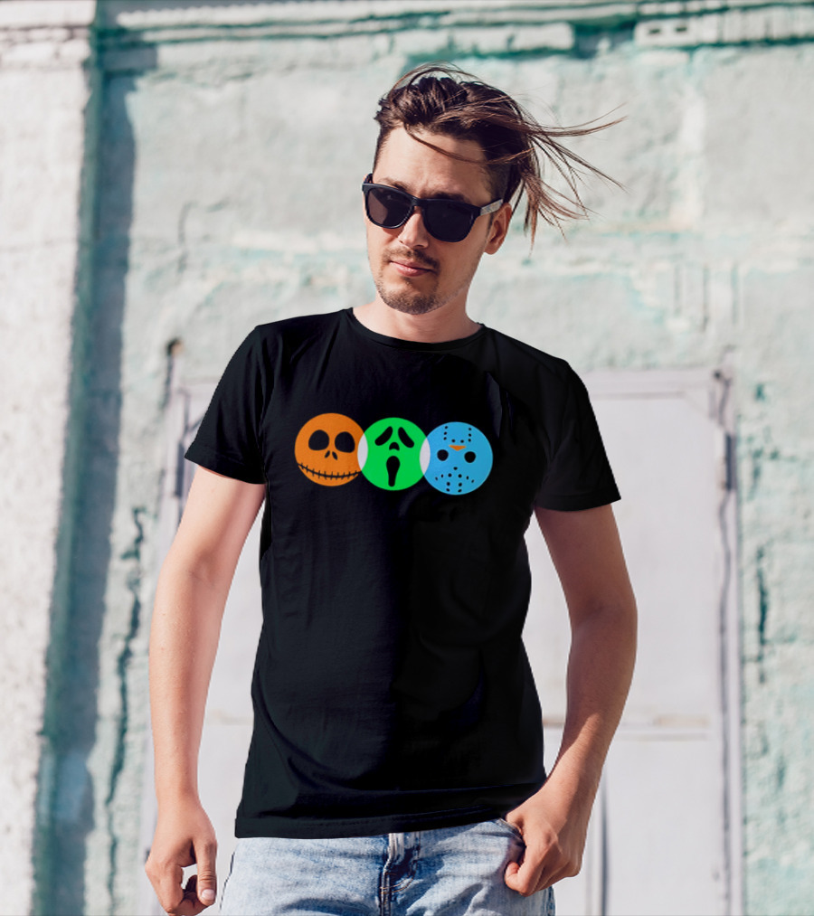 Horrorville Letterboxd Funny Halloween Horror Masks Icons T-Shirt