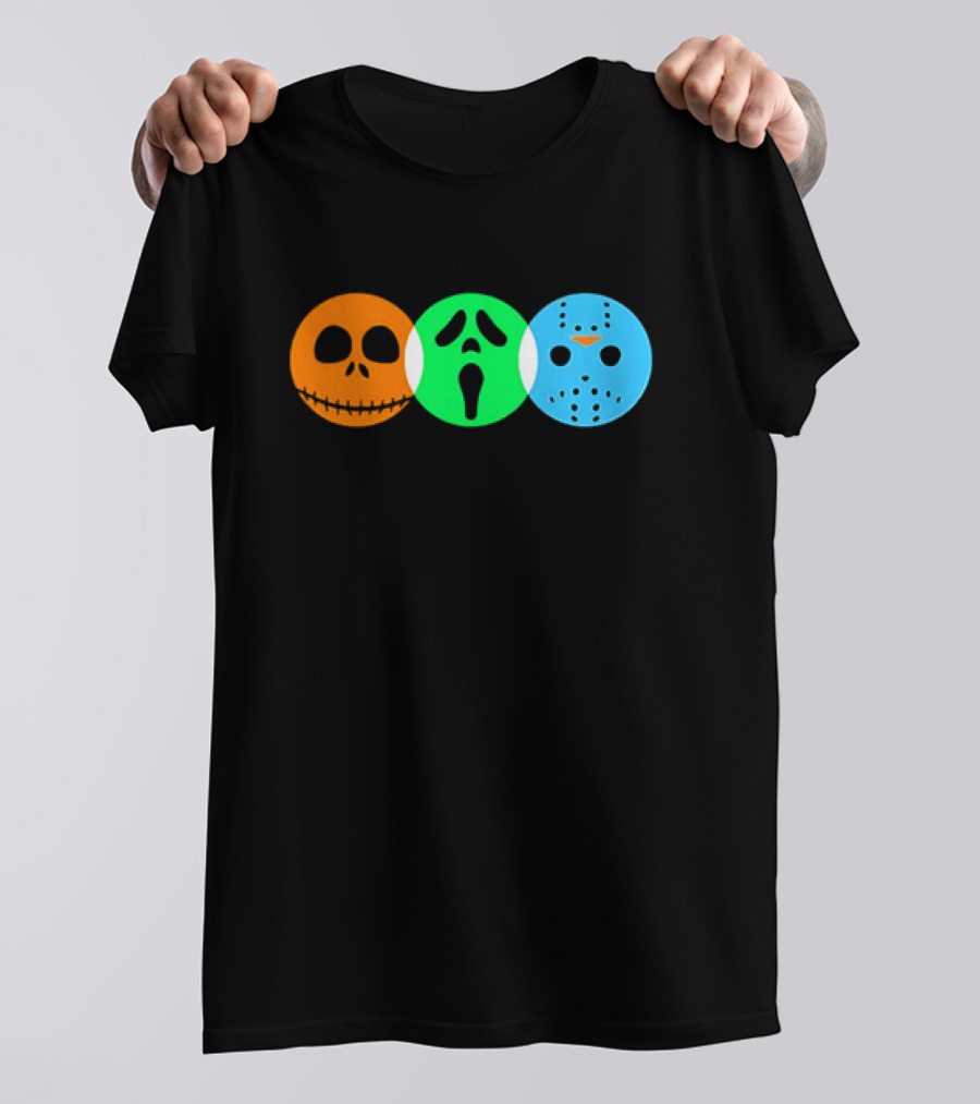 Horrorville Letterboxd Funny Halloween Horror Masks Icons T-Shirt
