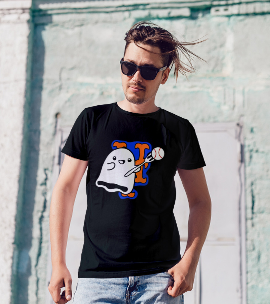 New York Mets Baby Ghost Halloween Baseball T-Shirt