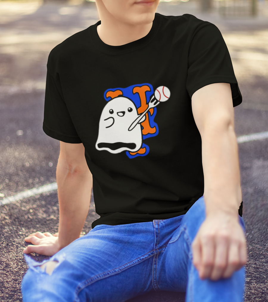 New York Mets Baby Ghost Halloween Baseball T-Shirt