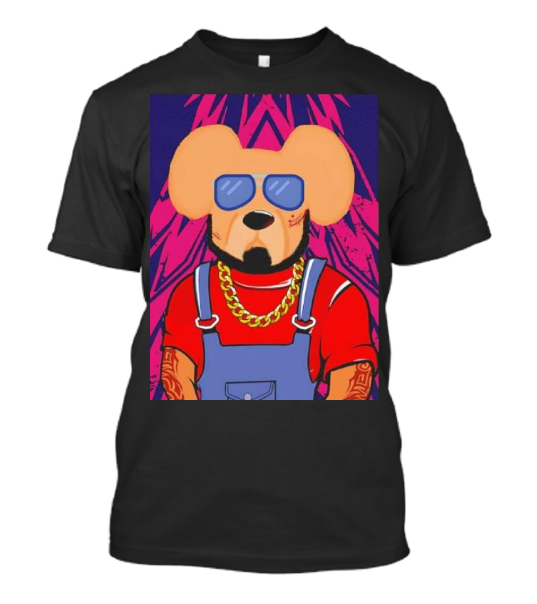 Rex The Ruff Hustler Cartoon Dog With Sunglasses And Gold Chain T-Shirt