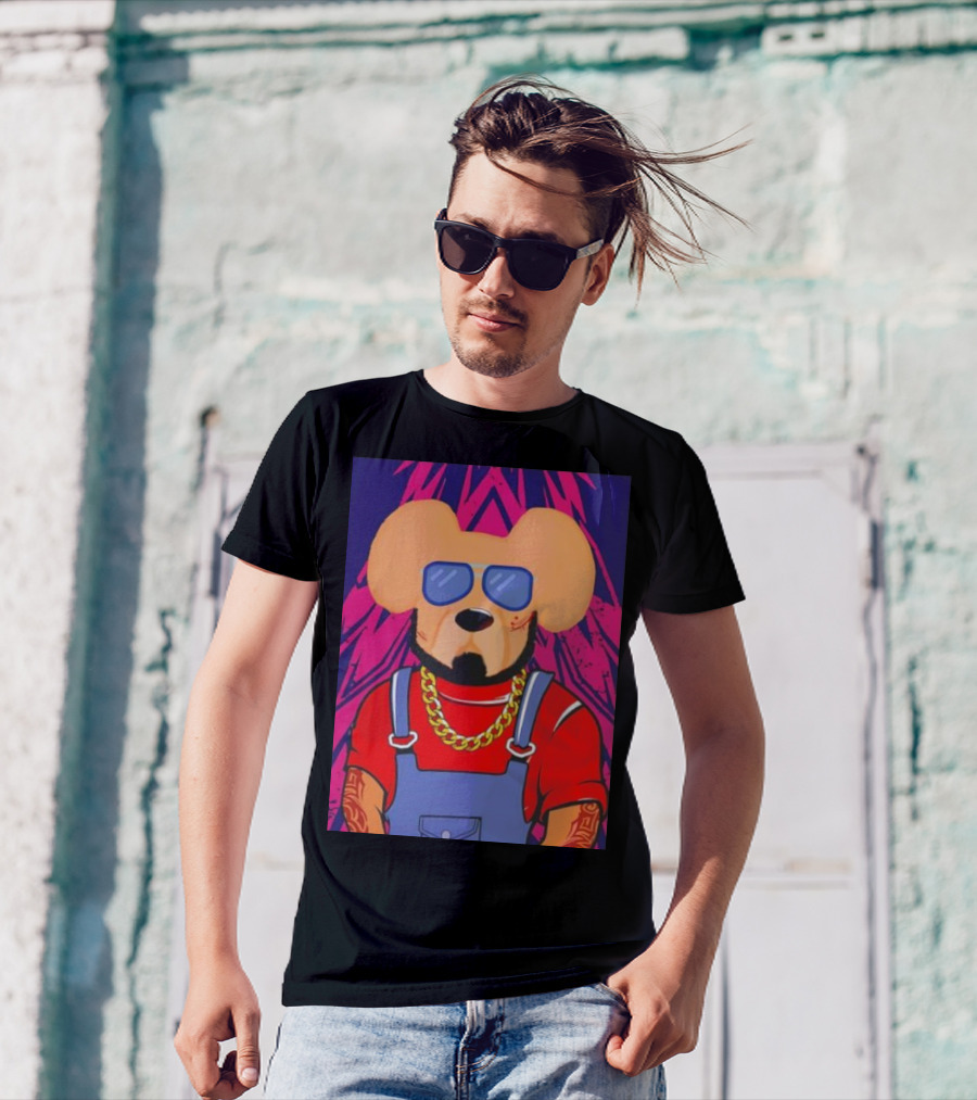 Rex The Ruff Hustler Cartoon Dog With Sunglasses And Gold Chain T-Shirt