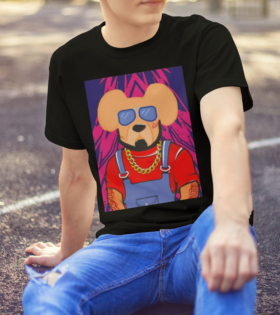 Rex The Ruff Hustler Cartoon Dog With Sunglasses And Gold Chain T-Shirt