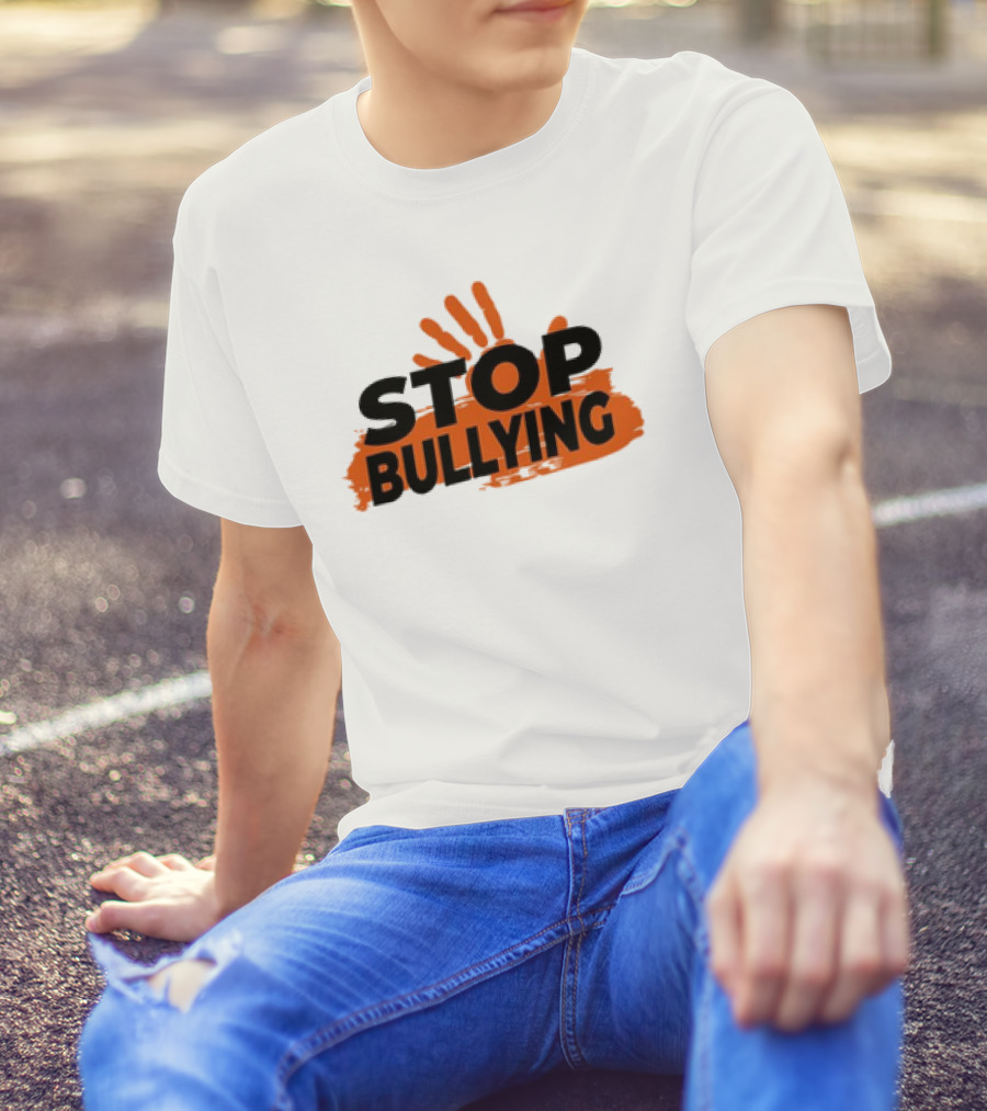 Eudy Stop Bullying Handprint Message T-Shirt