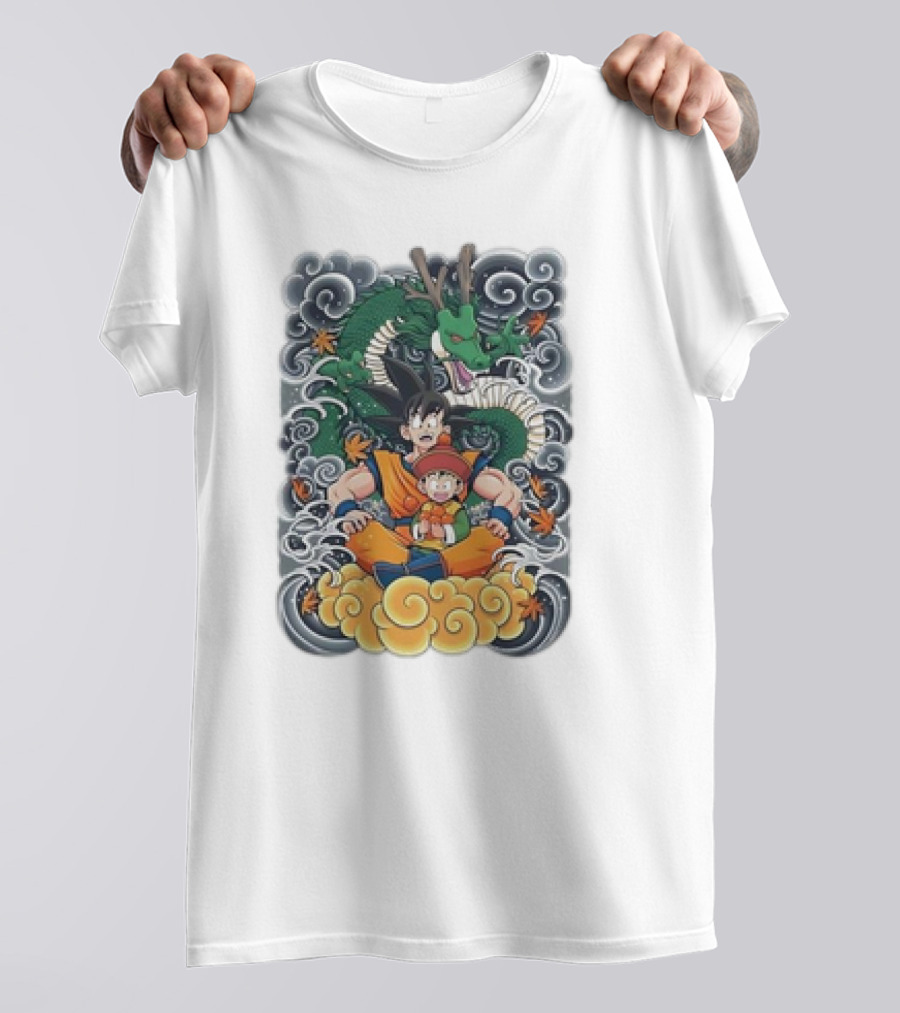 Dragon With Goku And Gohan Anime Cloud Adventure T-Shirt