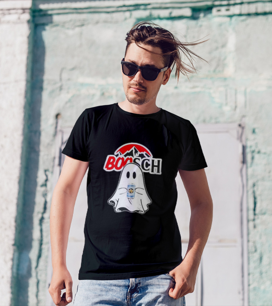Booschbeer Halloween Ghost With Beer Can And Red Mountain Halloween T-Shirt