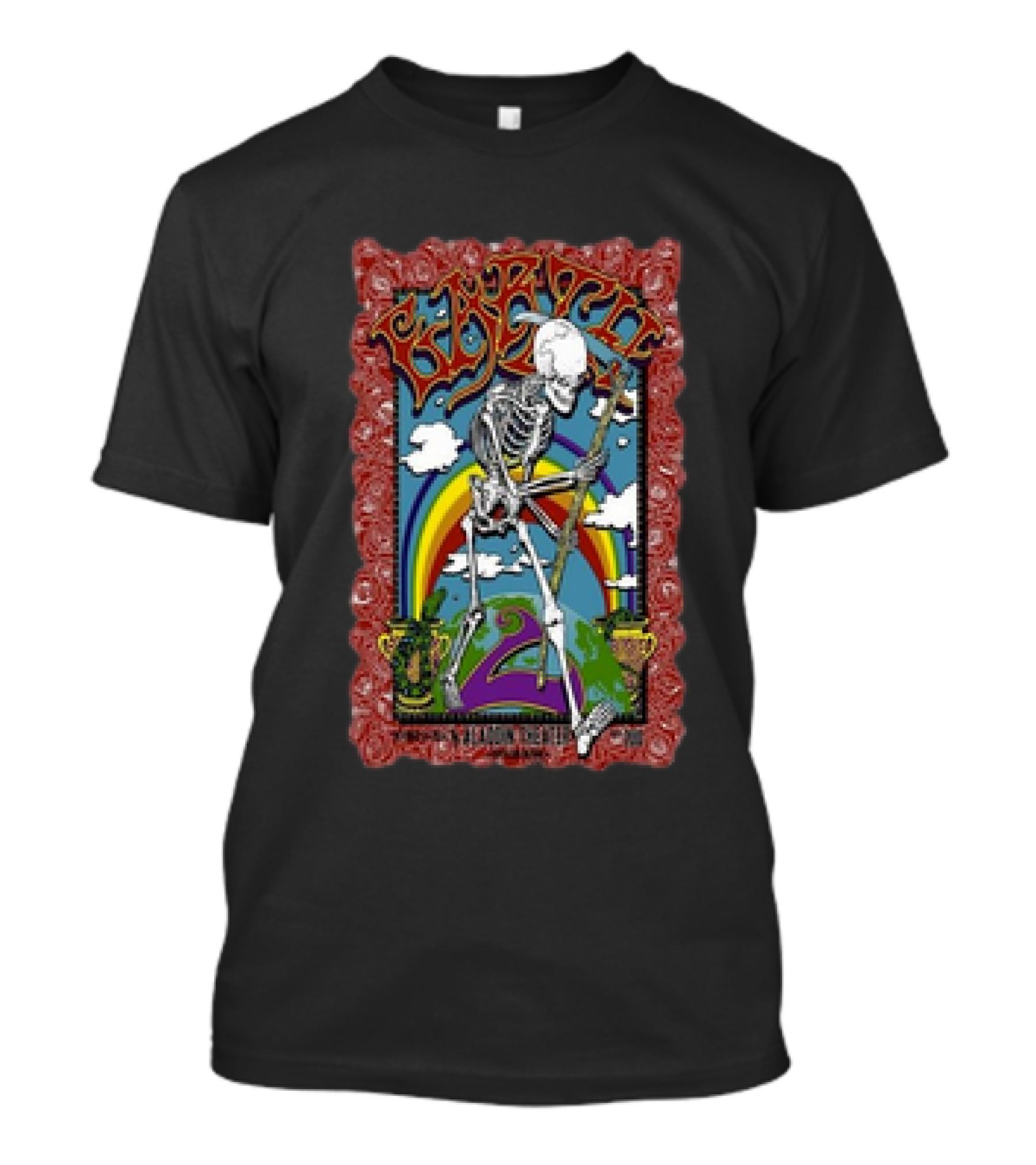 Grateful Dead Skeleton With Rainbow Earth Aladdin Theater Portland October 24 T-Shirt