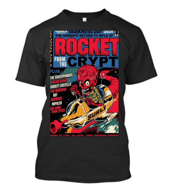 Darkness Day 2024 Rocket From The Crypt Event Surly Brewing MPLS Oct 5 All Ages Tour T-Shirt