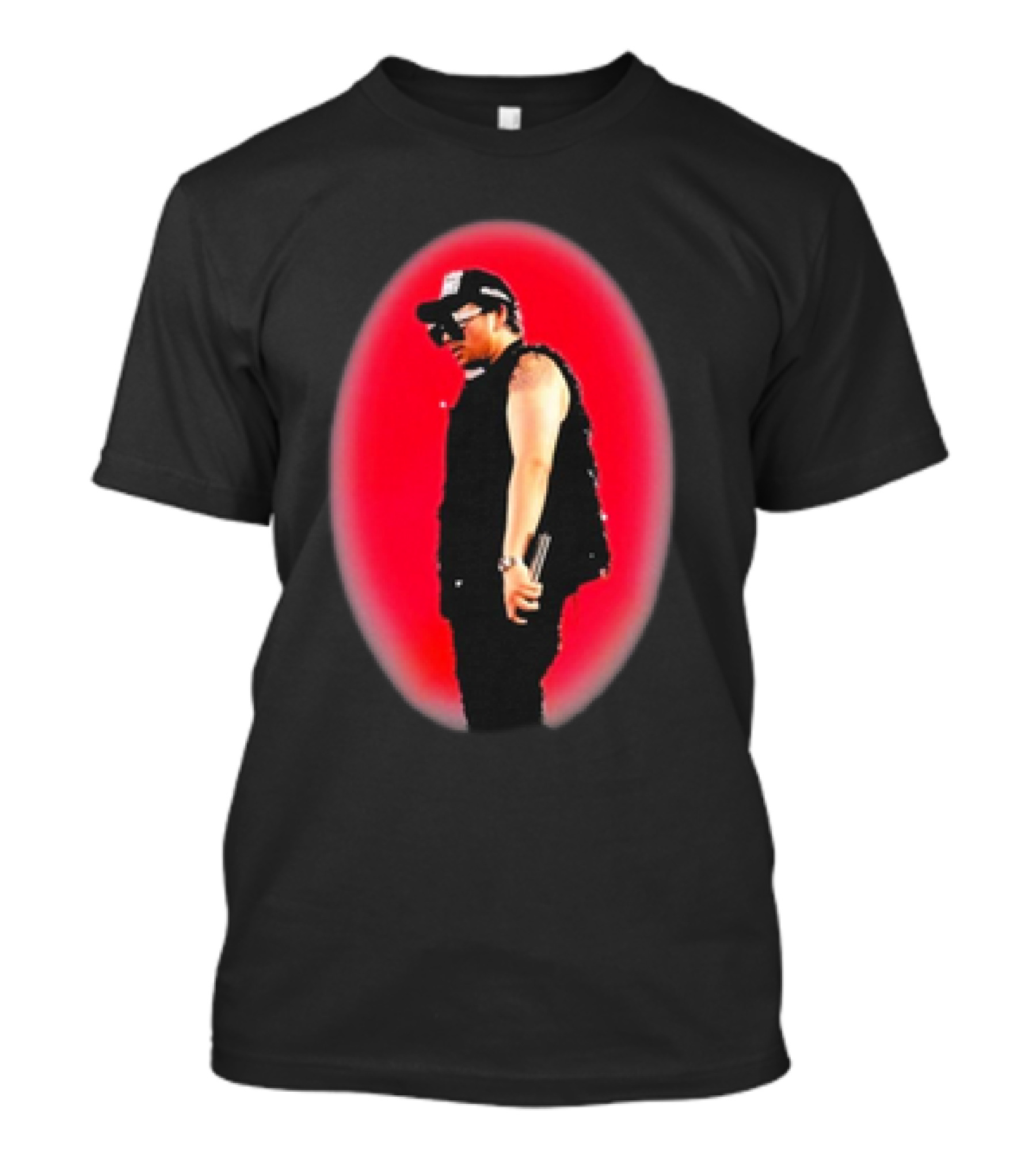Fuerza Regida Spotlight Black 2024 Red Circle Background T-Shirt