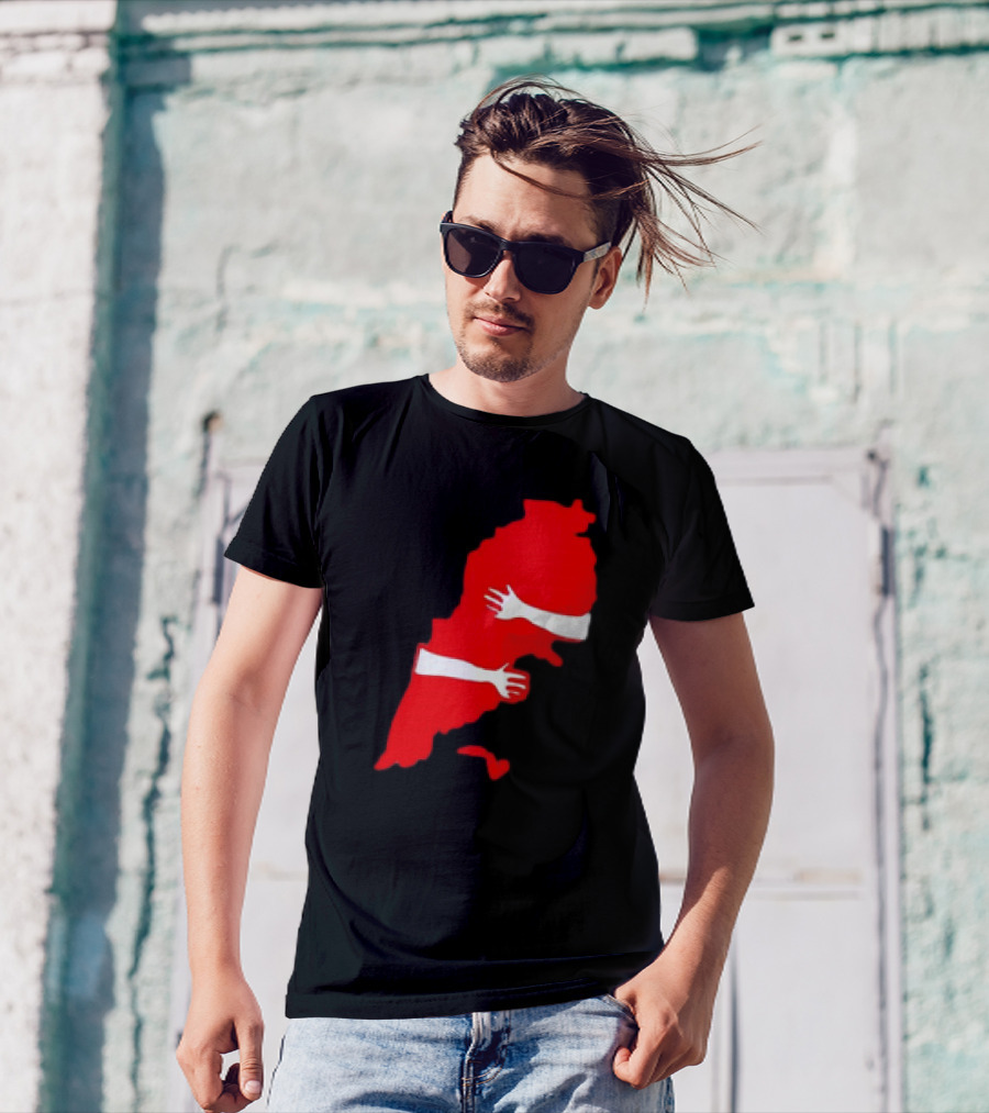 Lebanese Hug Red Map Embrace T-Shirt