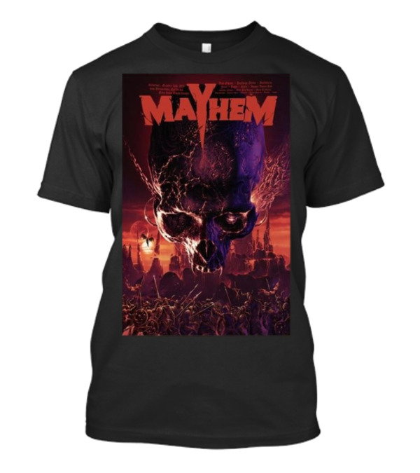 Mayhem Festival October 12th 2024 San Bernardino CA Skull And Battles Scene T-Shirt