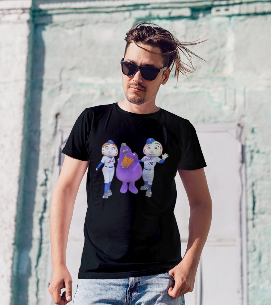 Mrs Met Grimace Mr Met Mets Baseball Characters Collaboration T-Shirt
