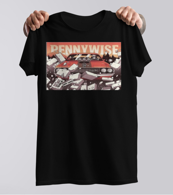 Pennywise Tour October 12th 2024 Tacoma WA Temple Theatre Vintage Car Scene T-Shirt