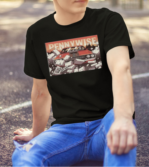 Pennywise Tour October 12th 2024 Tacoma WA Temple Theatre Vintage Car Scene T-Shirt