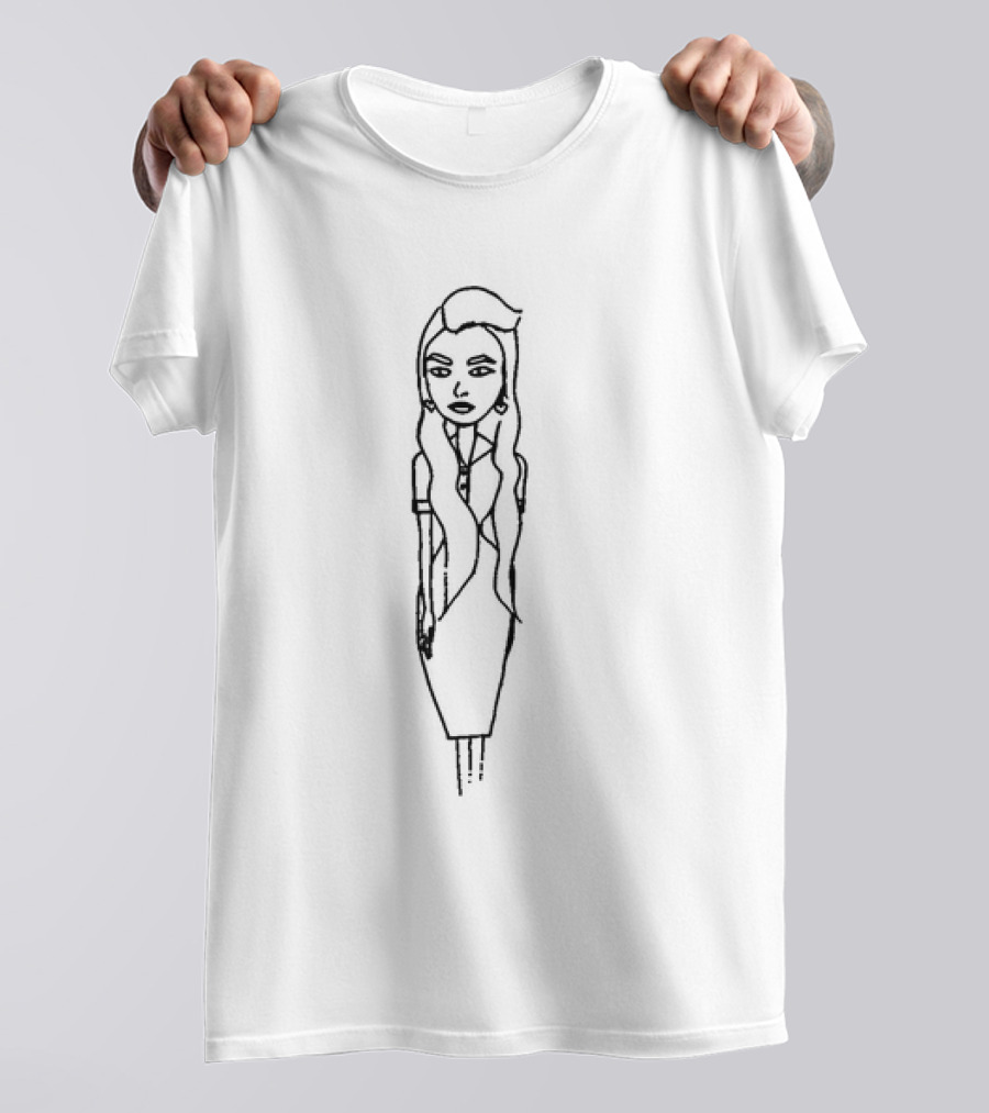Amanda Bynes X Asspizza Simple Line Drawing T-Shirt