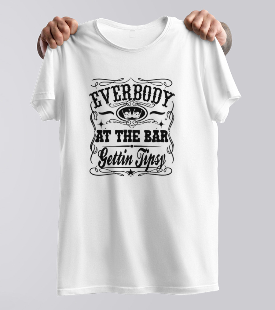 Everybody At The Bar Gettin’ Tipsy With Crown Emblem And Vintage Script T-Shirt