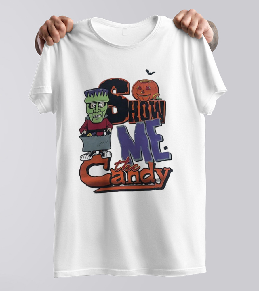 Show Me The Candy Halloween Frankenstein Pumpkin T-Shirt