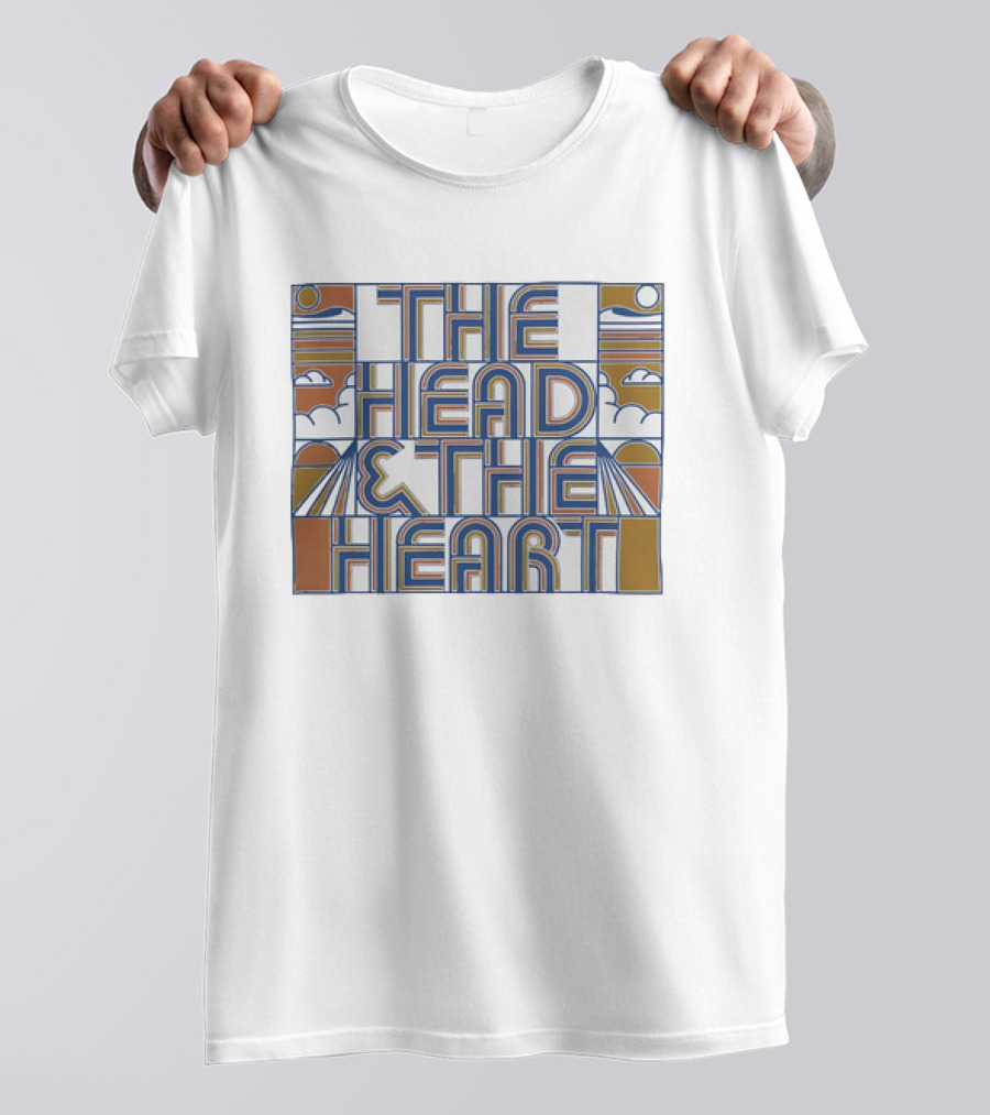 The Head And The Heart 2024 Tour Retro Style Geometric Sunrise And Clouds T-Shirt