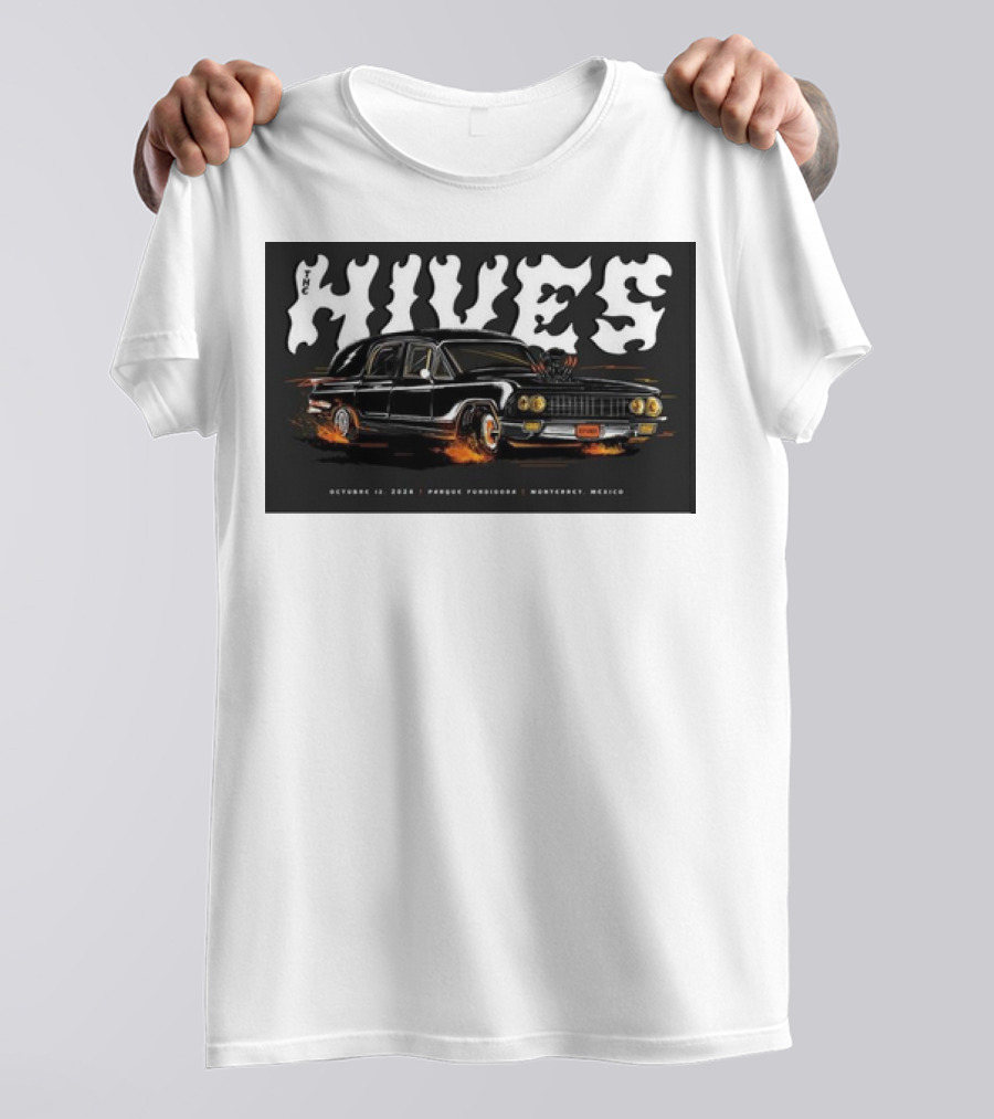 The Hives Live In Monterrey October 12 2024 Parque Fundidora Concert With Classic Black Car T-Shirt