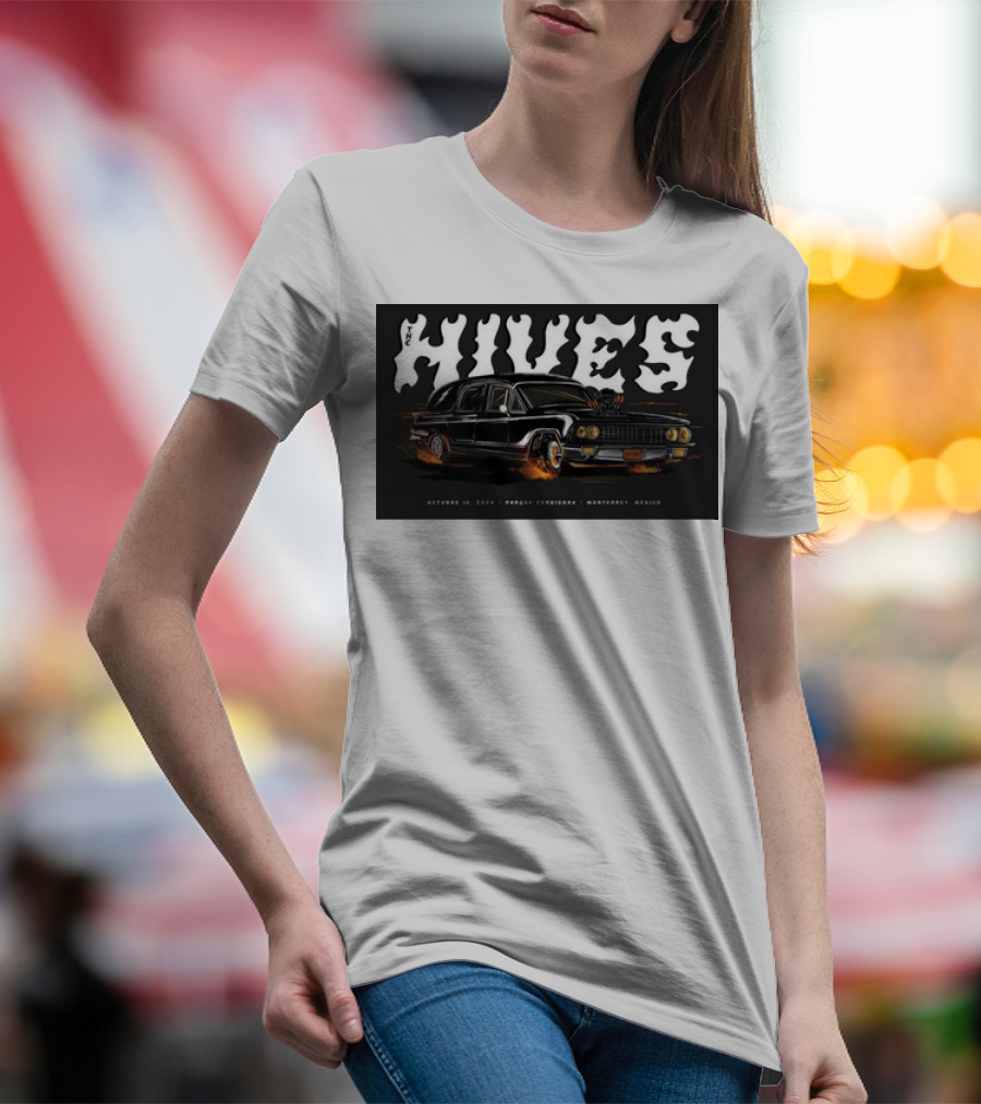 The Hives Live In Monterrey October 12 2024 Parque Fundidora Concert With Classic Black Car T-Shirt